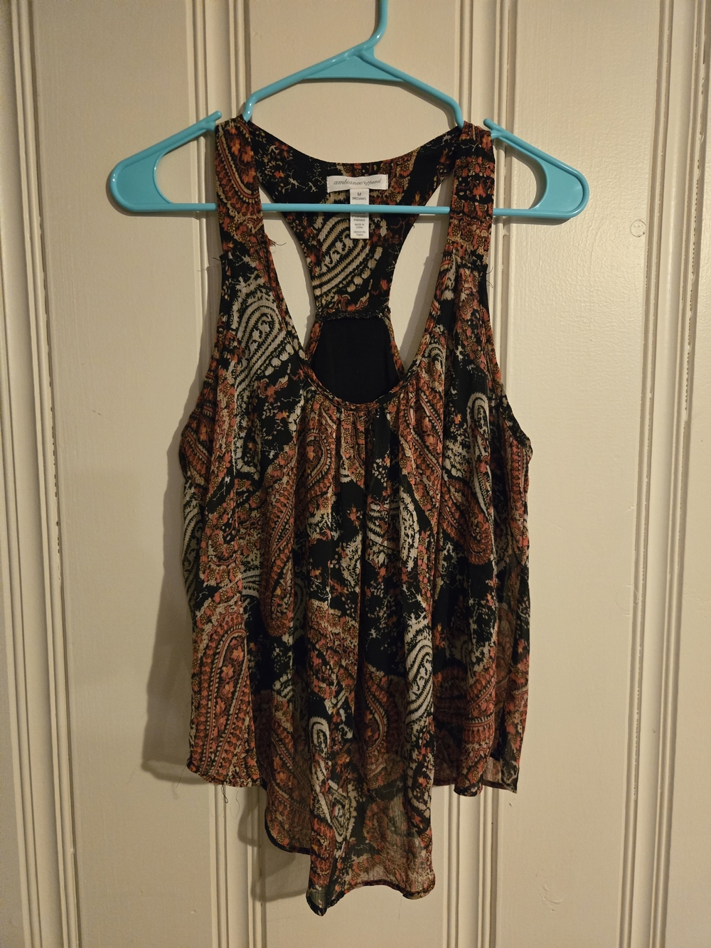 Ambiance Paisley Racerback Tank - Black, Rust, Cream